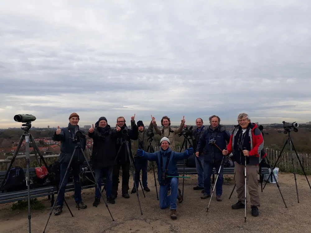 The team right after the 1 millionth Chaffinch was counted.