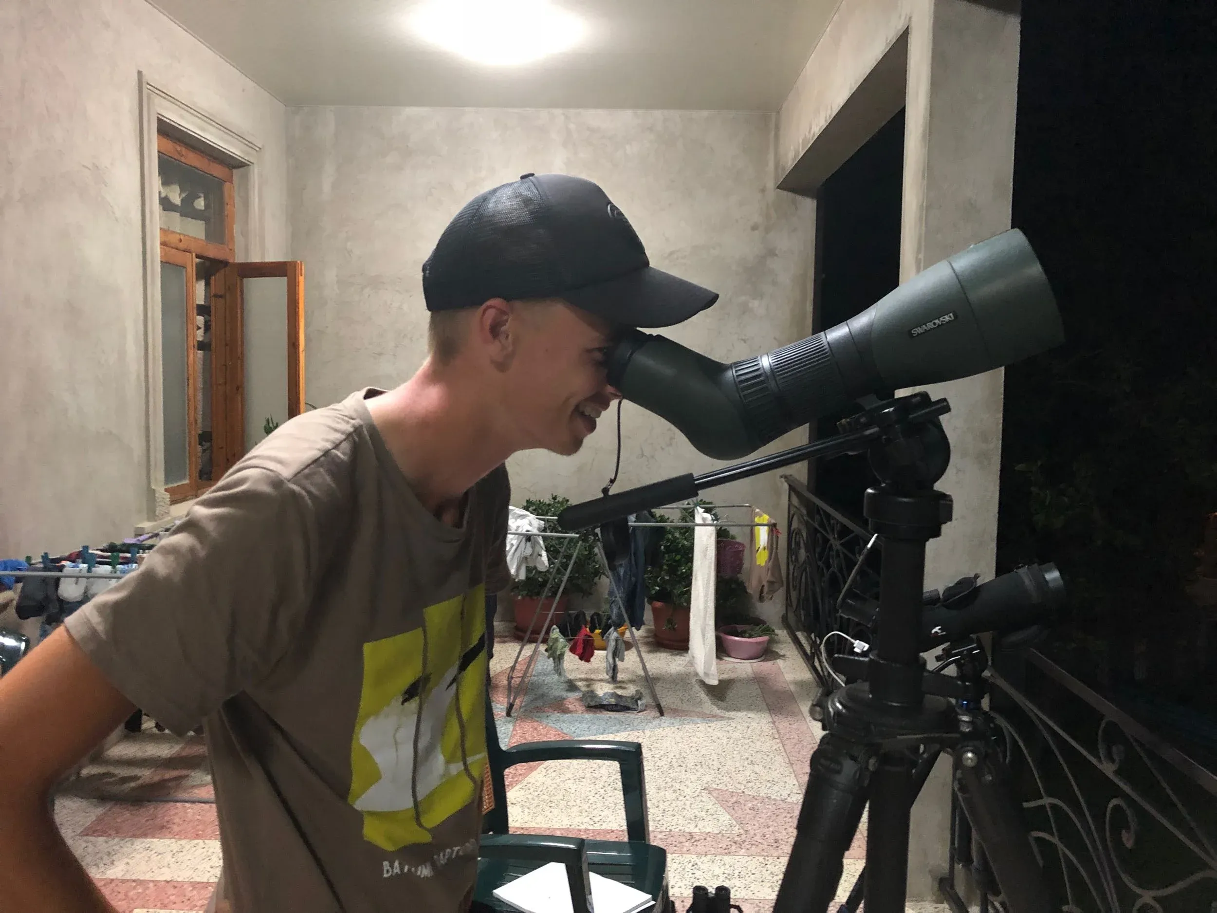 August 25th. Showed a counter what the moon and nocturnal migration looks like in Batumi. This facial expression was guaranteed if people see birds flying in front of the full moon for the first time.